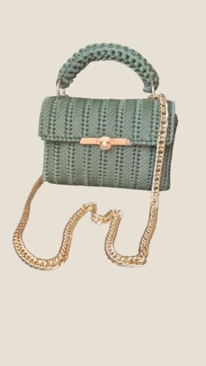 Χακί Πλεκτή Τσάντα