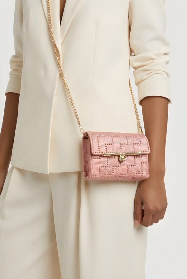 Ροδακινί Πλεκτή Τσάντα