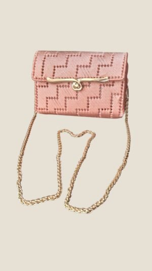 Ροδακινί Πλεκτή Τσάντα