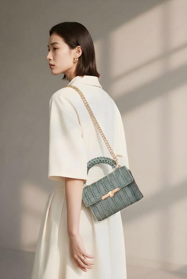 Χακί Πλεκτή Τσάντα